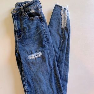 AE blue ripped jeans, size 0, condition used